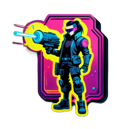 Cyberpunk con cañón de rayos sticker