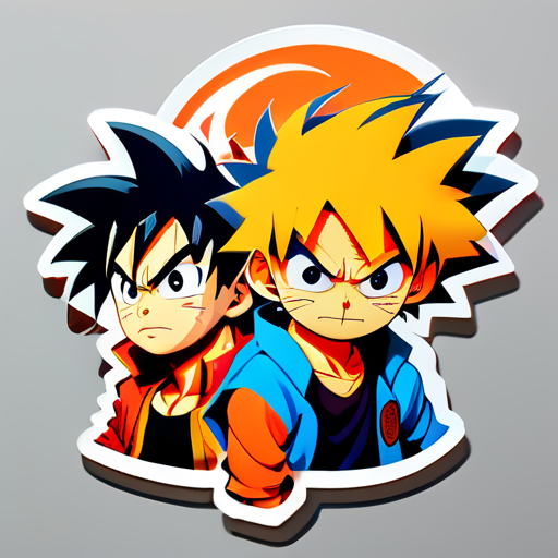 mistura de goku e luffy e naruto sticker