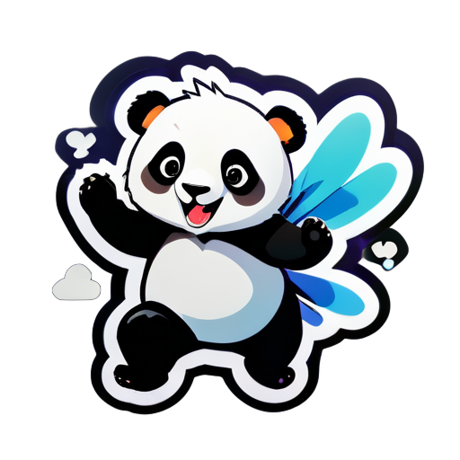 panda flying sticker