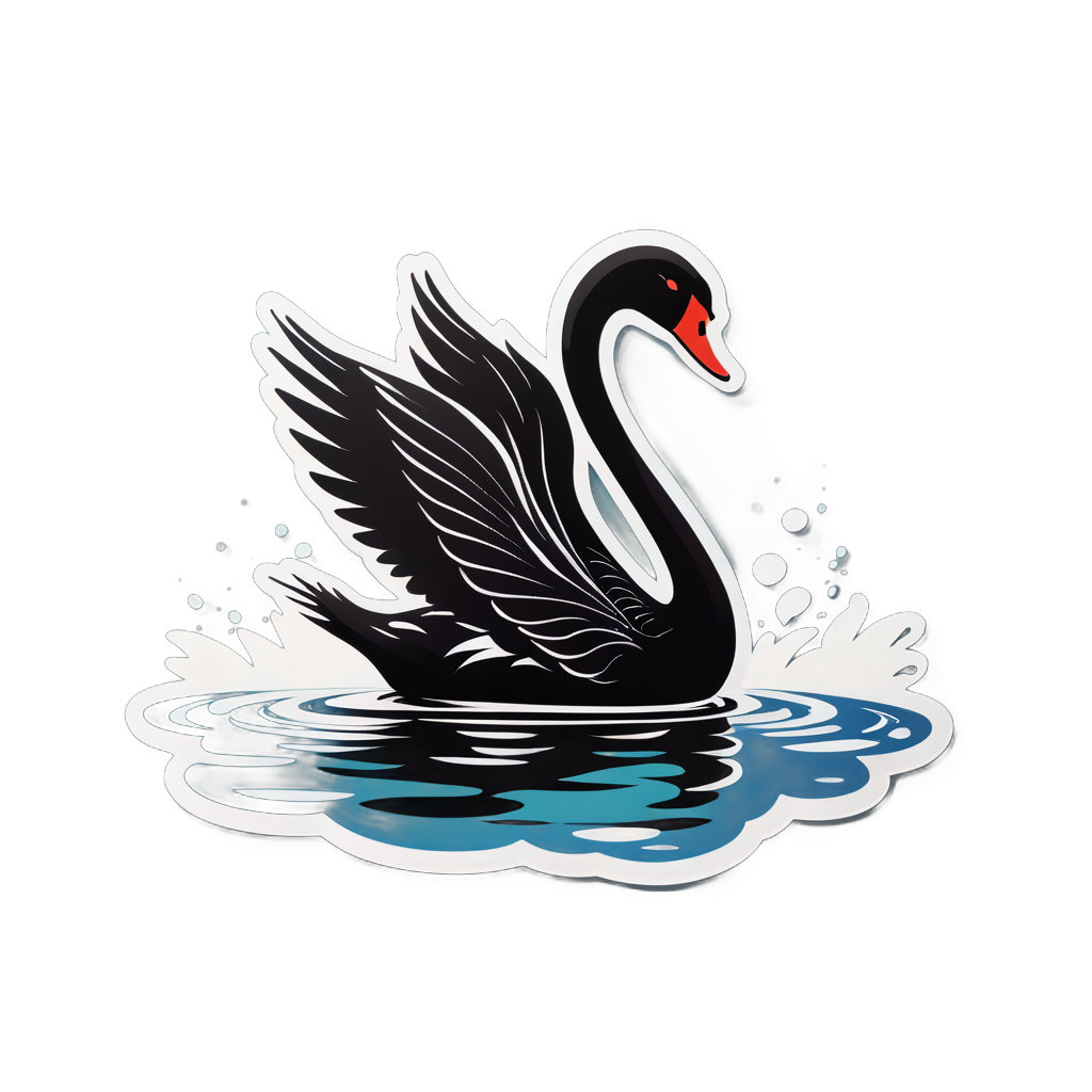 Black Swan Gliding on a Lake sticker