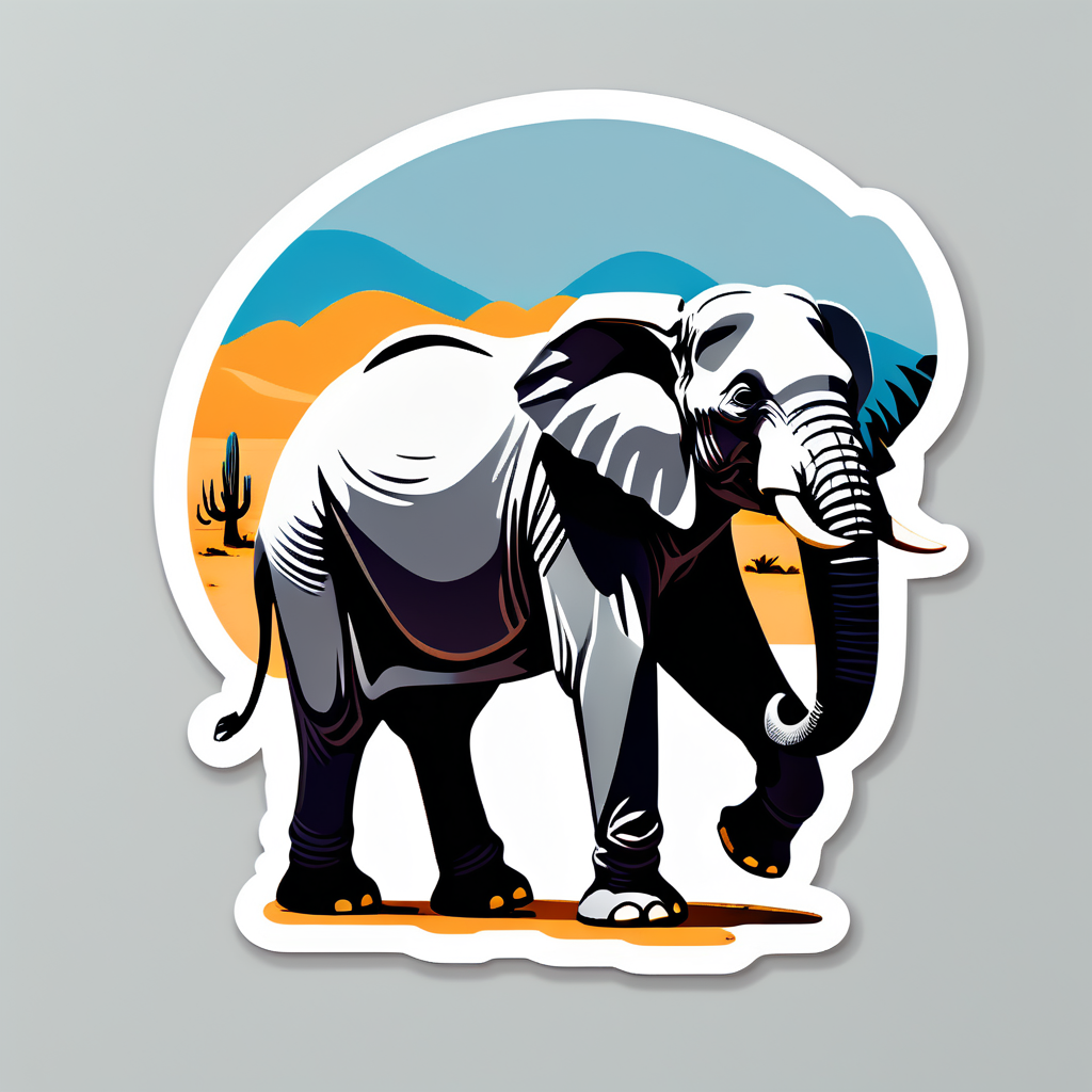 Grauer Elefant, der in der Wüste spazieren geht sticker