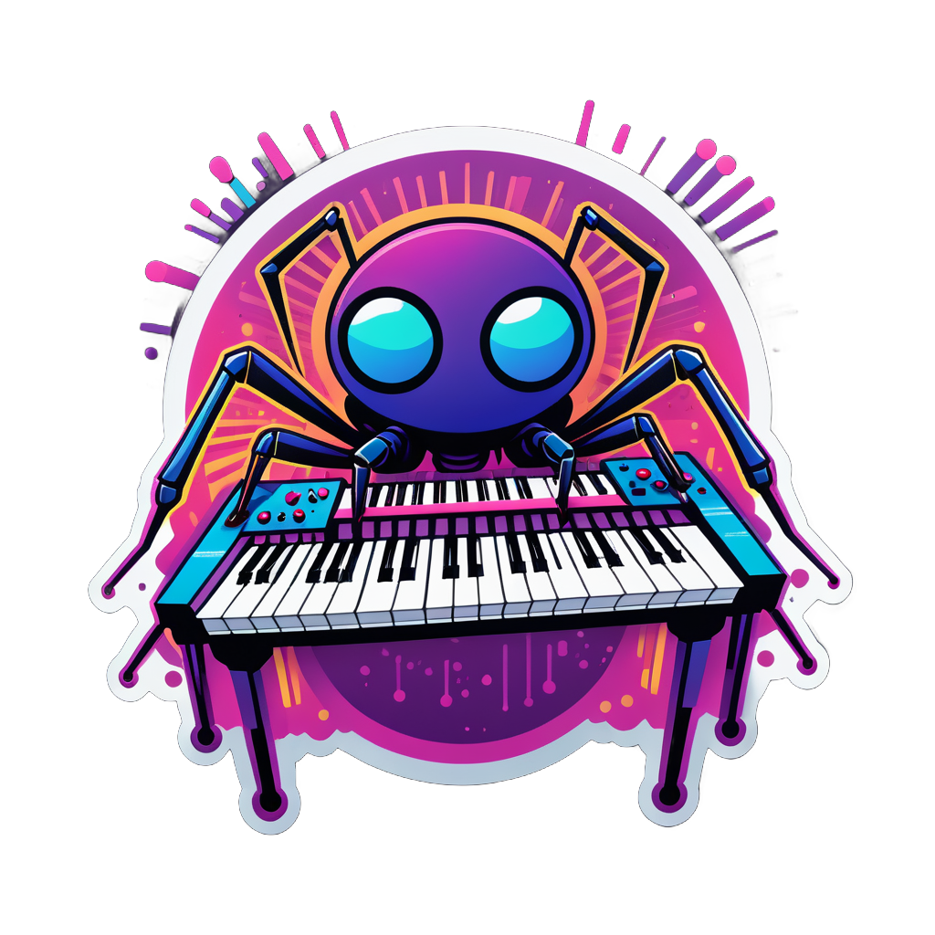 Synth Pop Spinne mit Synthesizer sticker