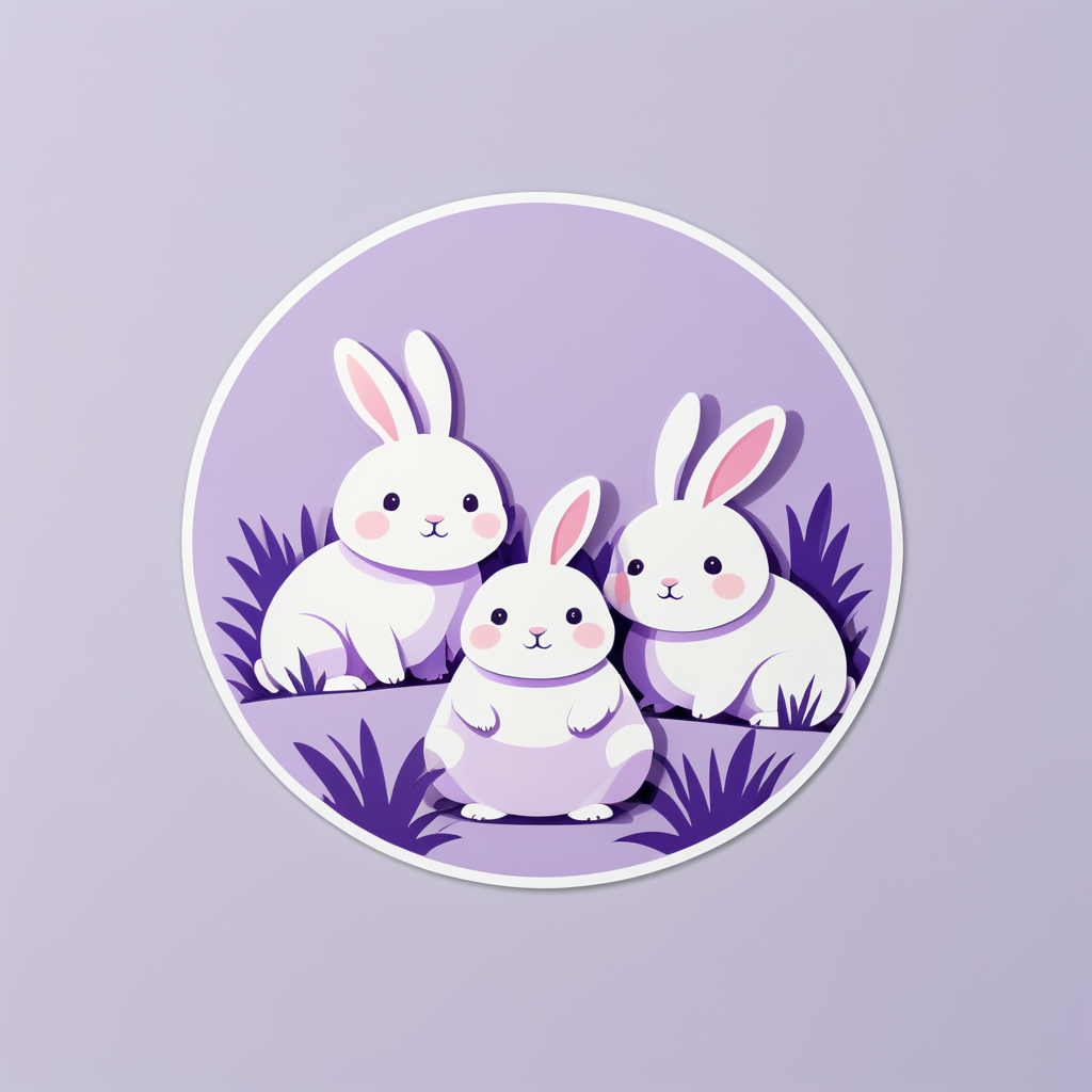 Rotund Lavender Rabbits sticker