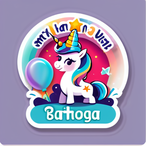 STICKER DE UNICORNIO PARA PEGAR EN BOLSITAS DE CUMPLEAÑOS QUE DIGA "MIS 2 AÑITOS VICTORIA" sticker