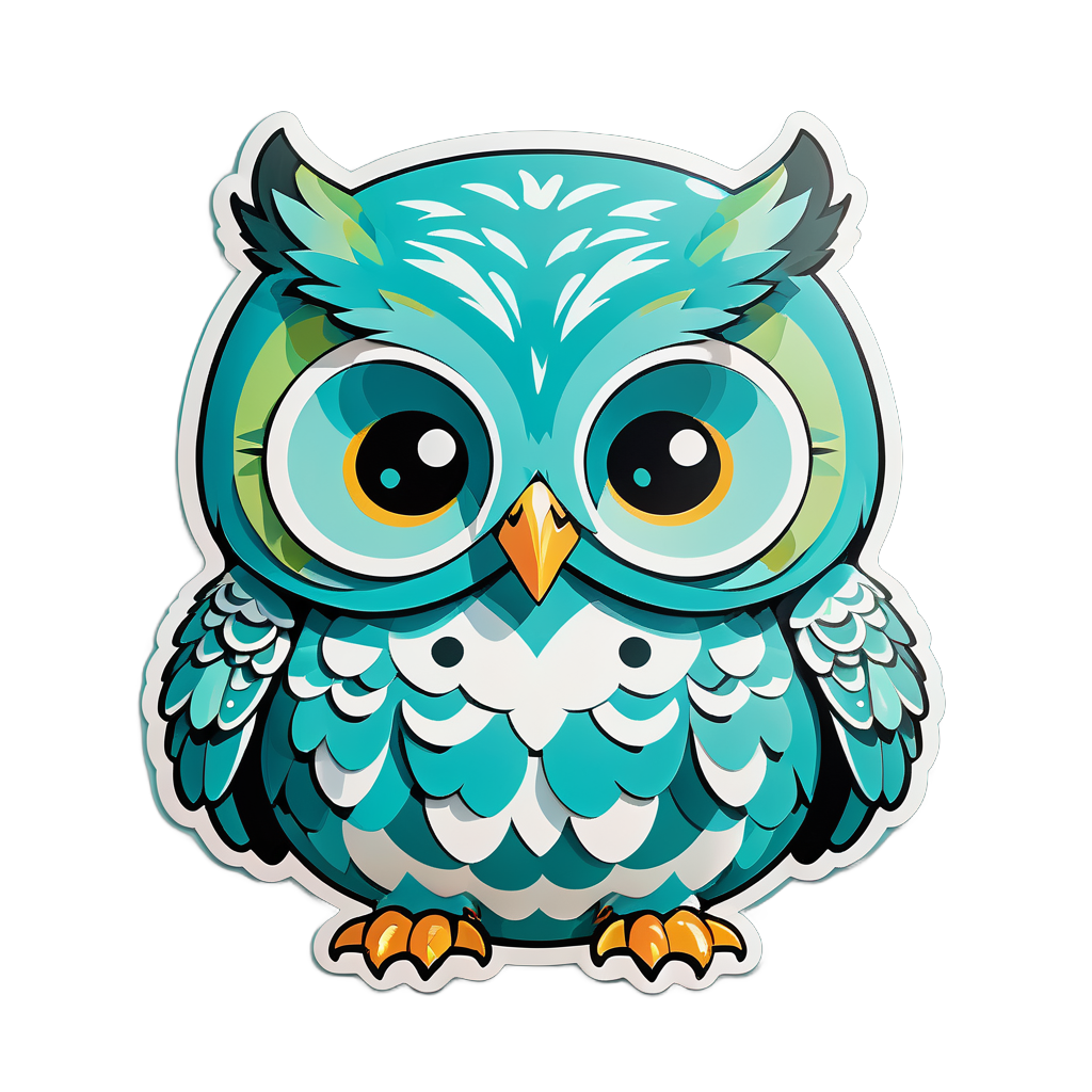 Pudgy Turquoise Owls sticker