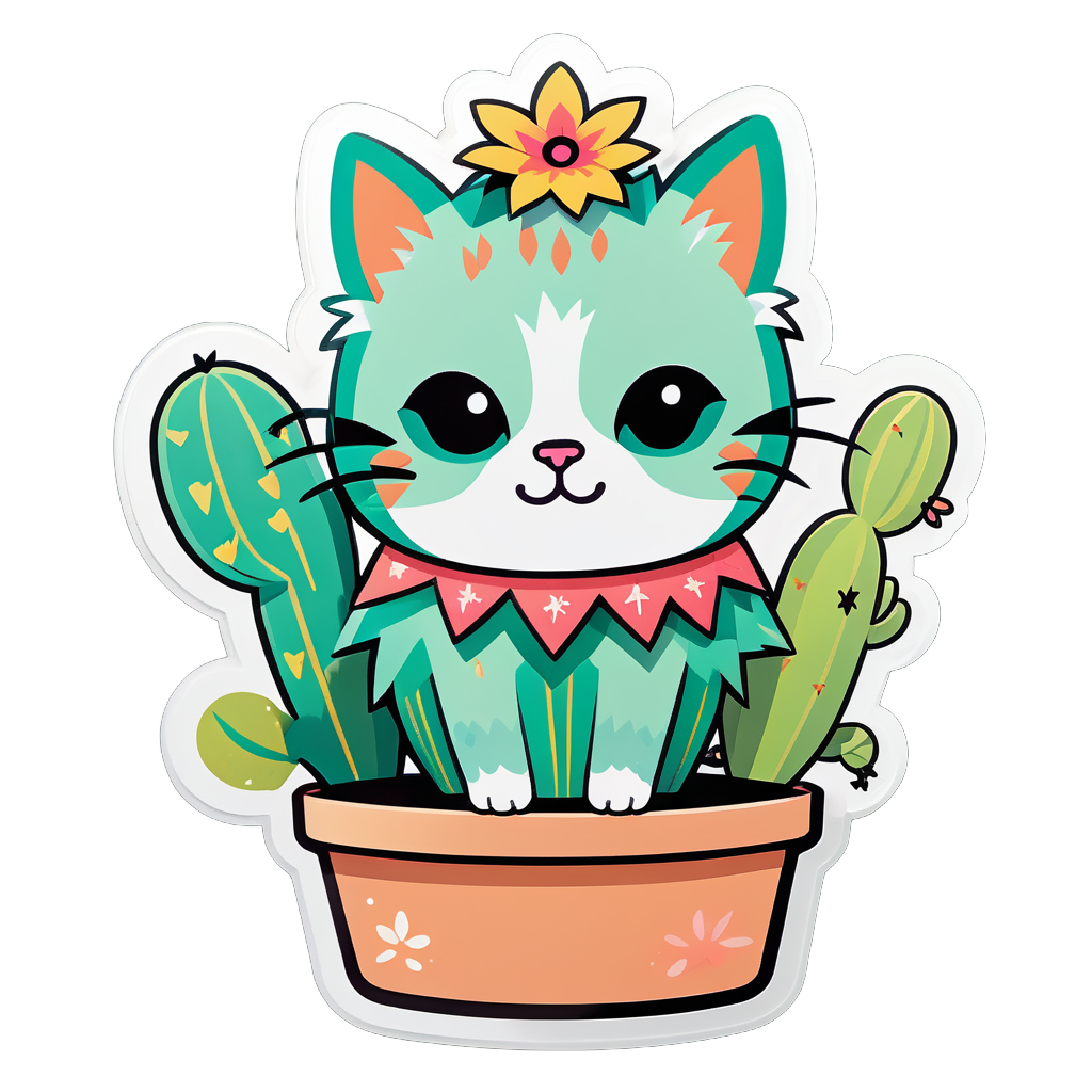 Lindo Gato Cactus sticker