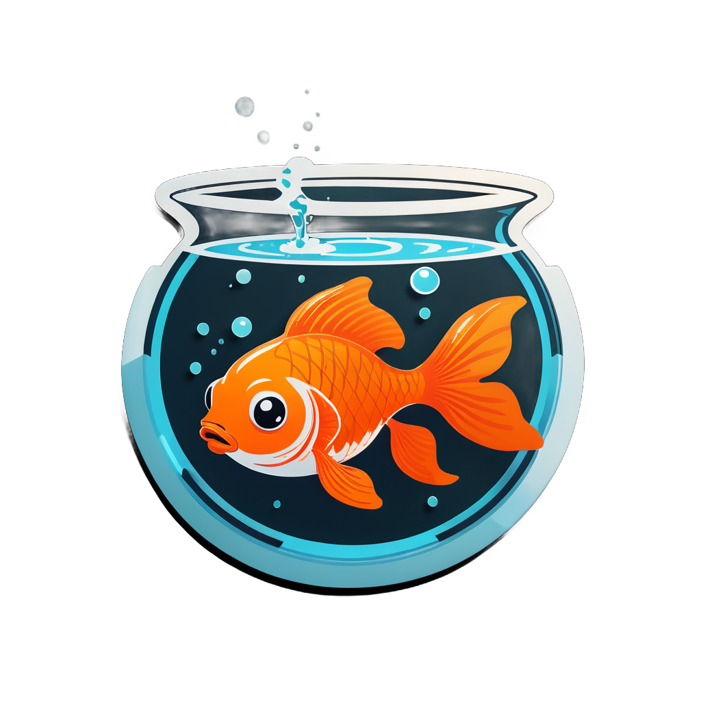 Orange Goldfish Swimming in a Bowl sticker