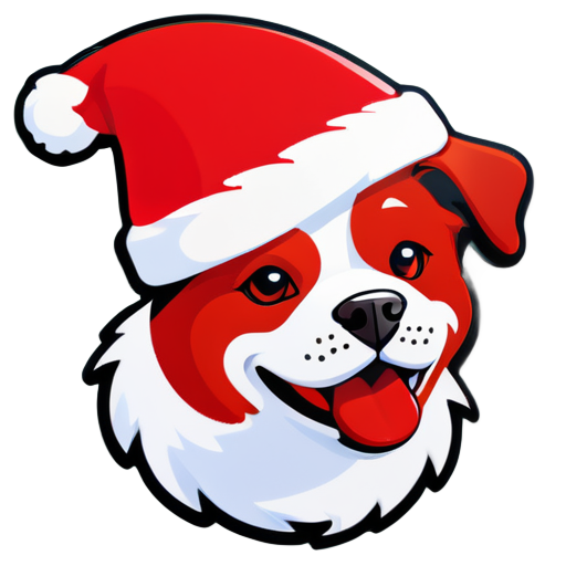 a dog,christmas red hat,snow
 sticker