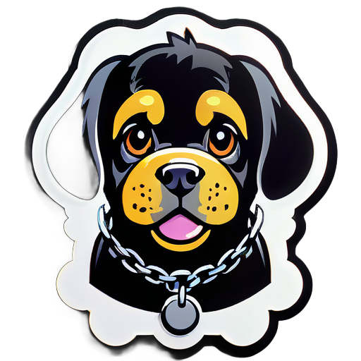 a dog, with dog chain, black sticker