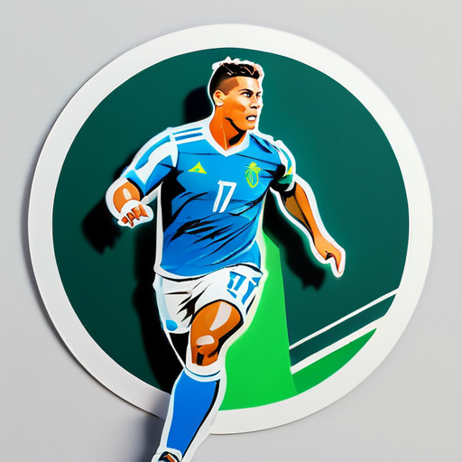 Ronaldo is running with football sticker