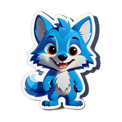 un perosnaje infantil que sea un lobo azul de be ser simpatico y gracioso
 sticker