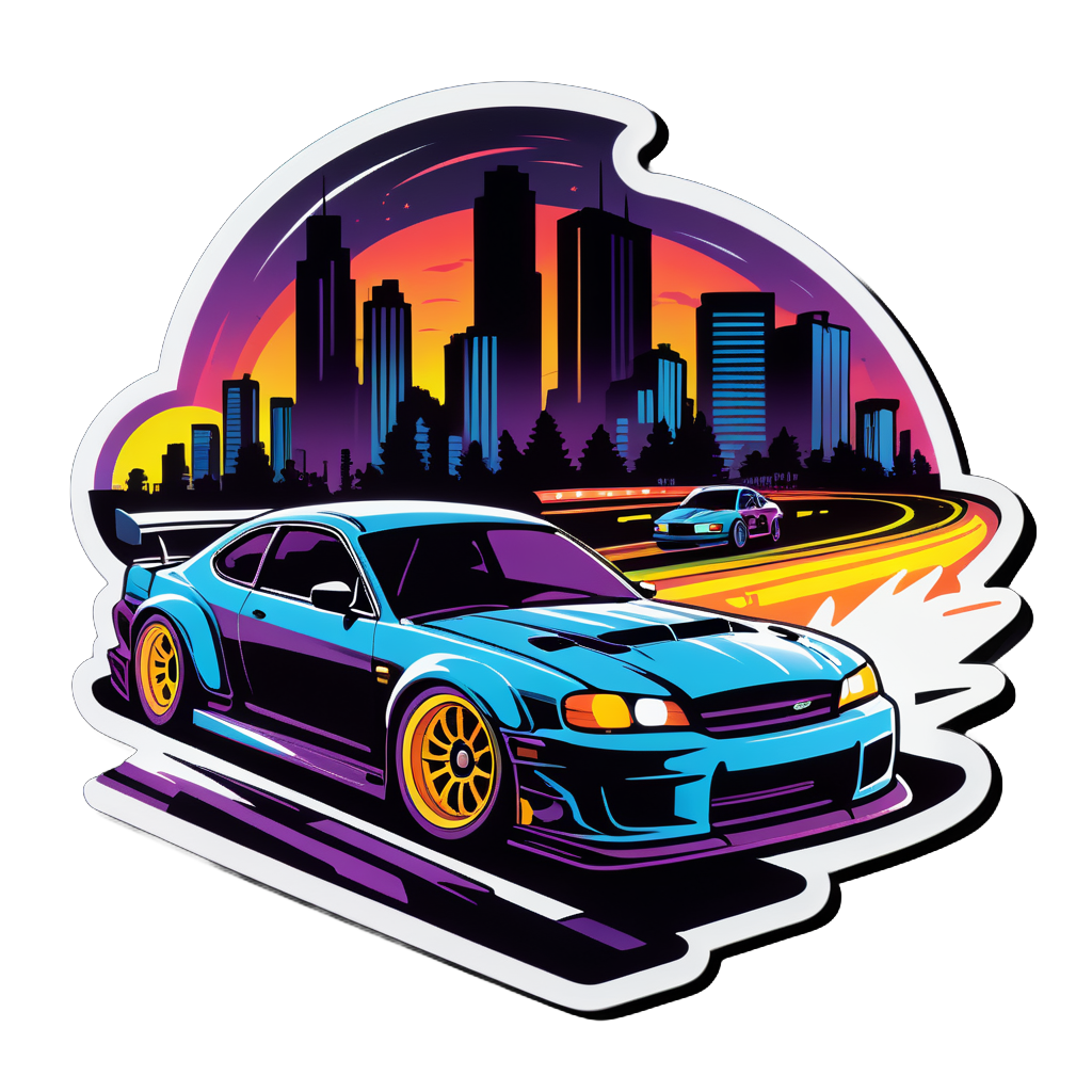 Street Racing Night Scene sticker