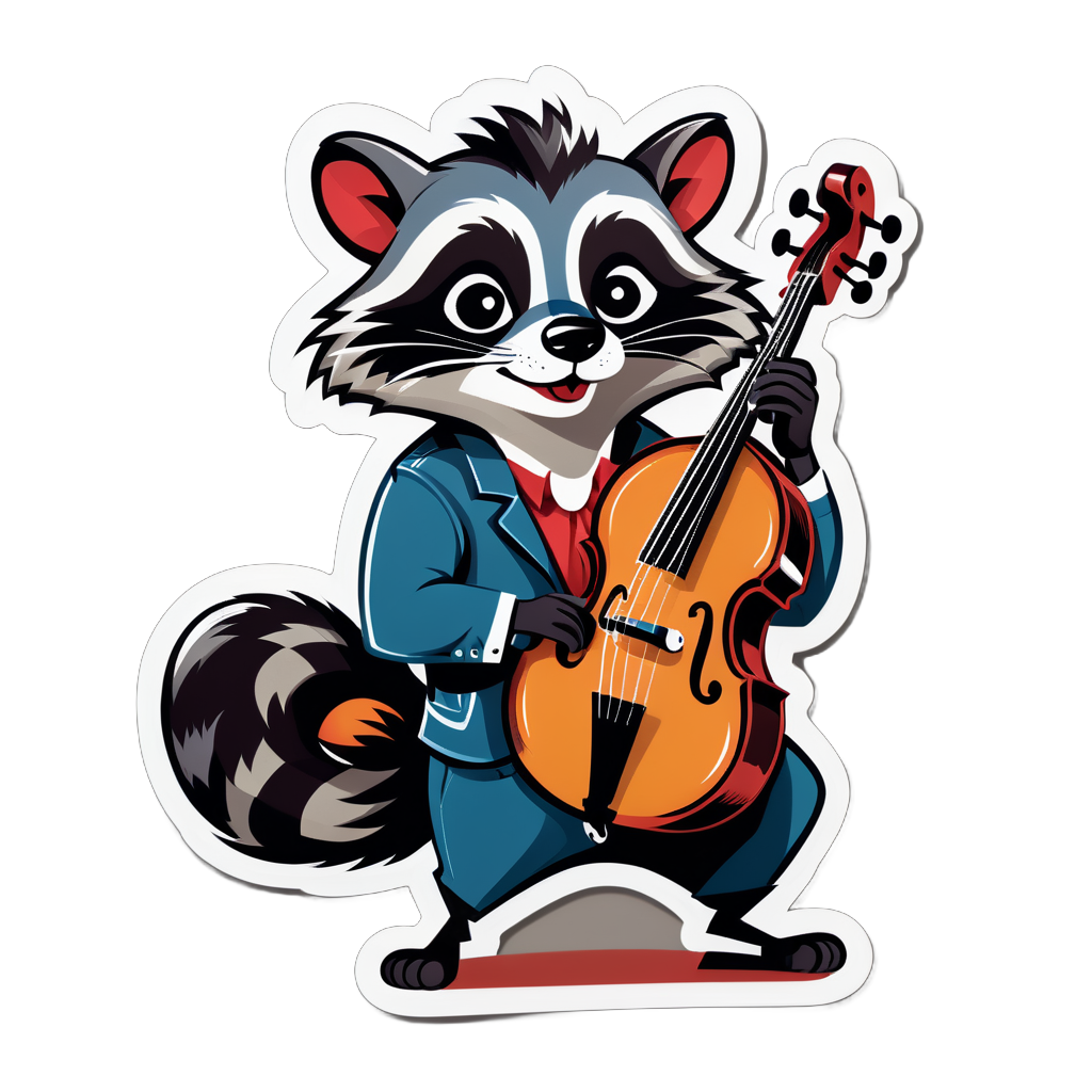 Rockabilly Raccoon with Upright Bass sticker