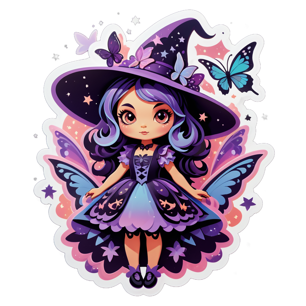 Dreamy Butterfly Witch sticker