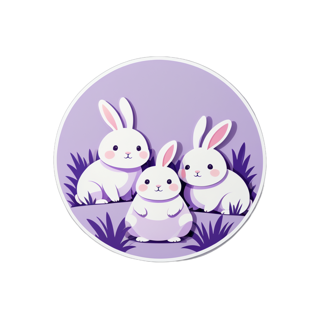 Rotund Lavender Rabbits sticker