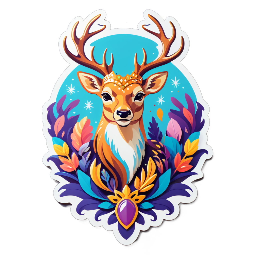 Majestic Deer Queen sticker