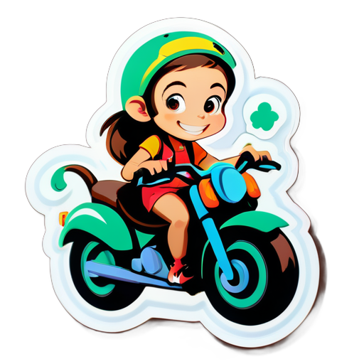 A girl ride monkey sticker