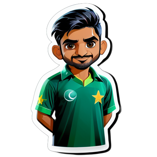 Babar Azam with jersey of the Pakistan national men's crickets sticker