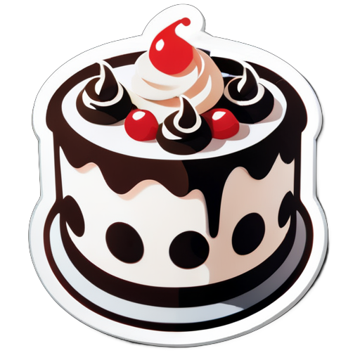 black forest cute cake sticker