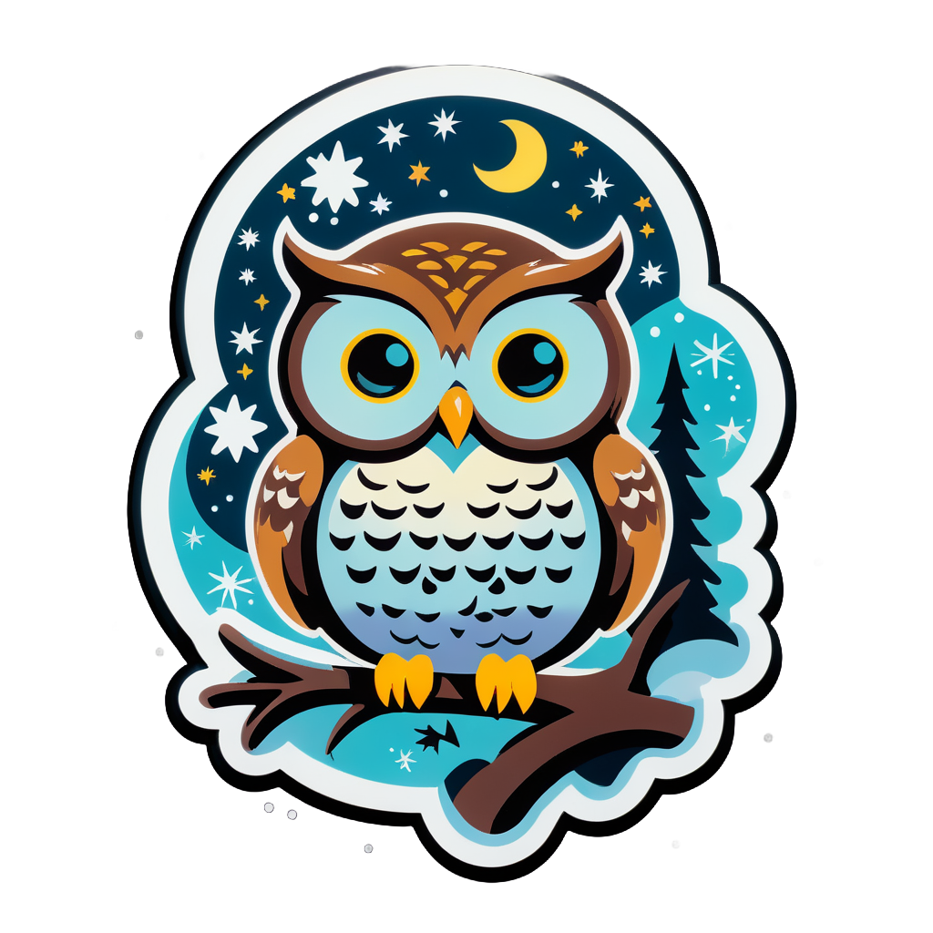 Silent Night Owl sticker