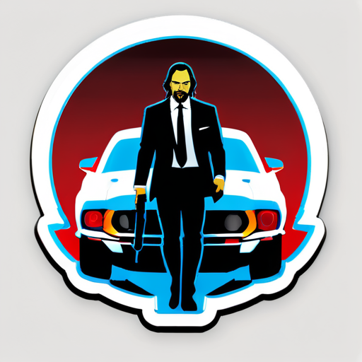 "Hitman" ford mustang stand behind john wick sticker