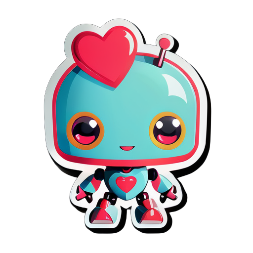 A cute robot with heart eyes sticker