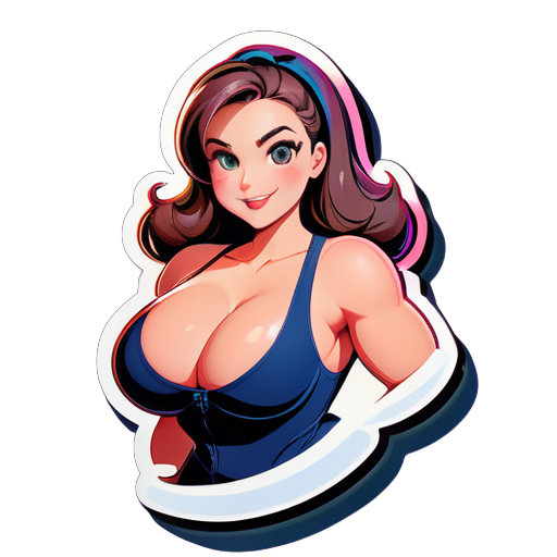 make a girl with big boos sticker