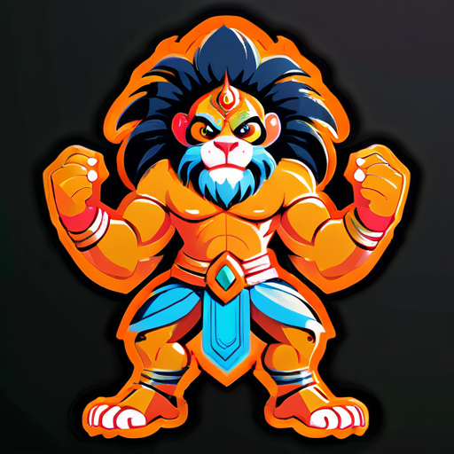 Angry hanuman con León sticker