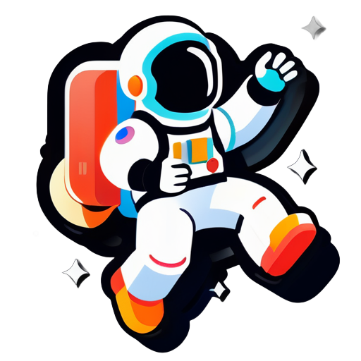 astronaut on Nintendo style，symbols of shapes sticker