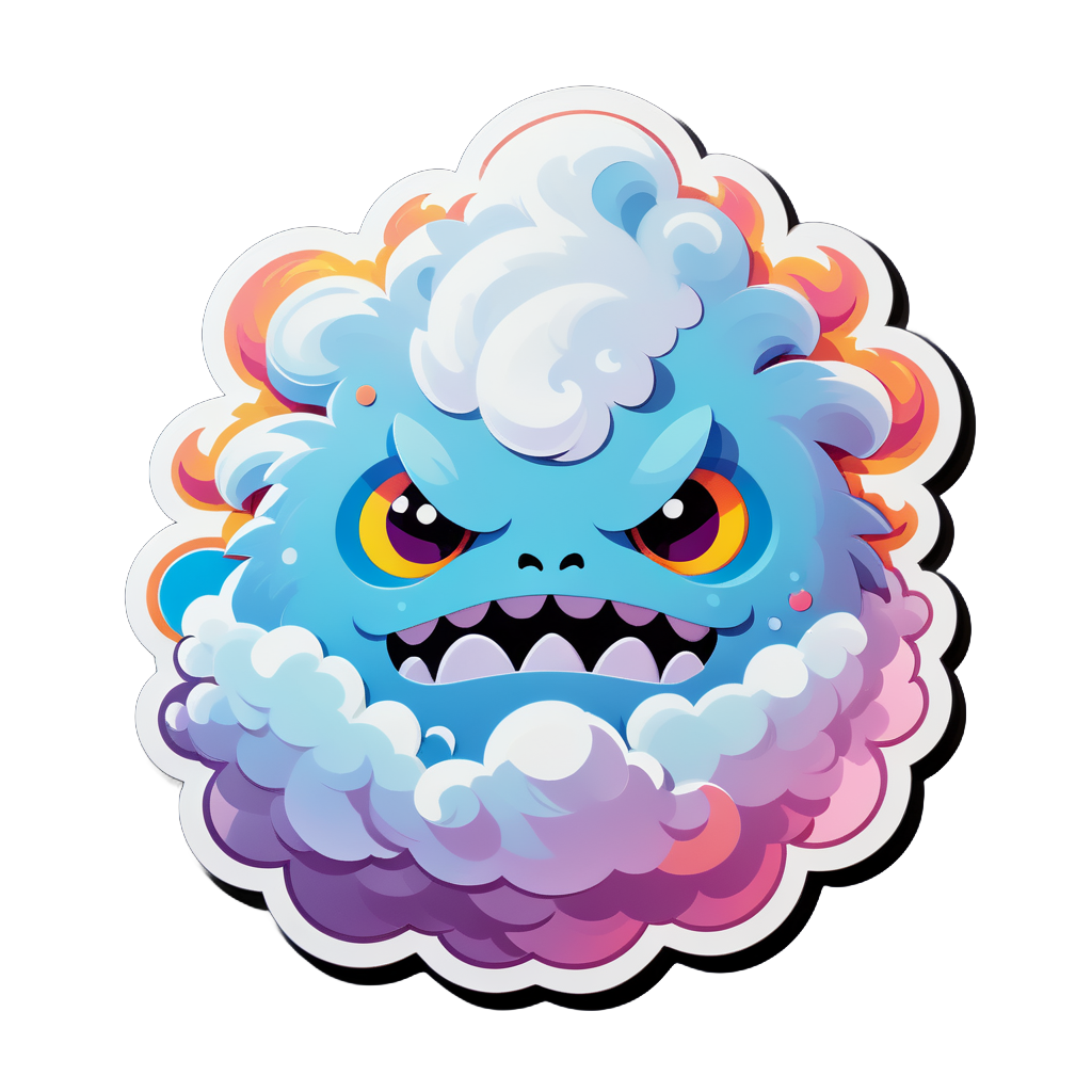 Fluffy Cloud Monster sticker