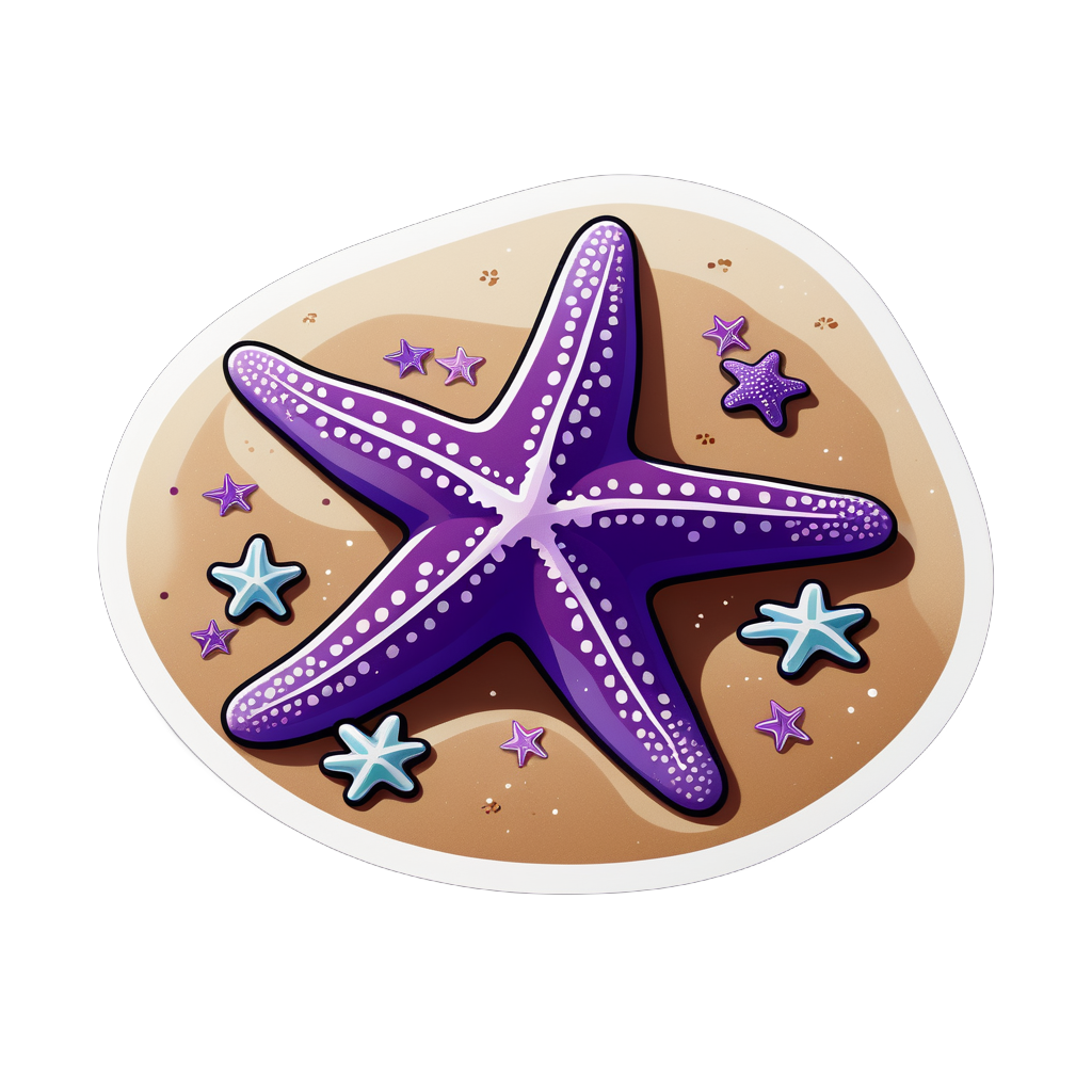 Purple Starfish Resting on the Sand sticker