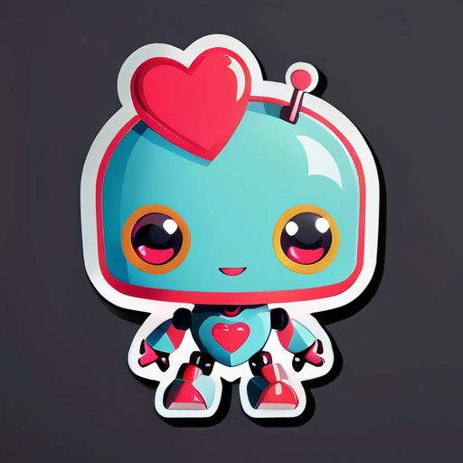 Un lindo robot con ojos de corazón sticker