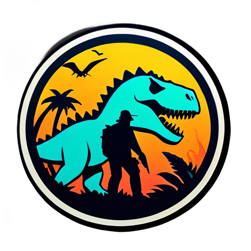 Ark survival Sticker with a last survivor and dinosaur sticker