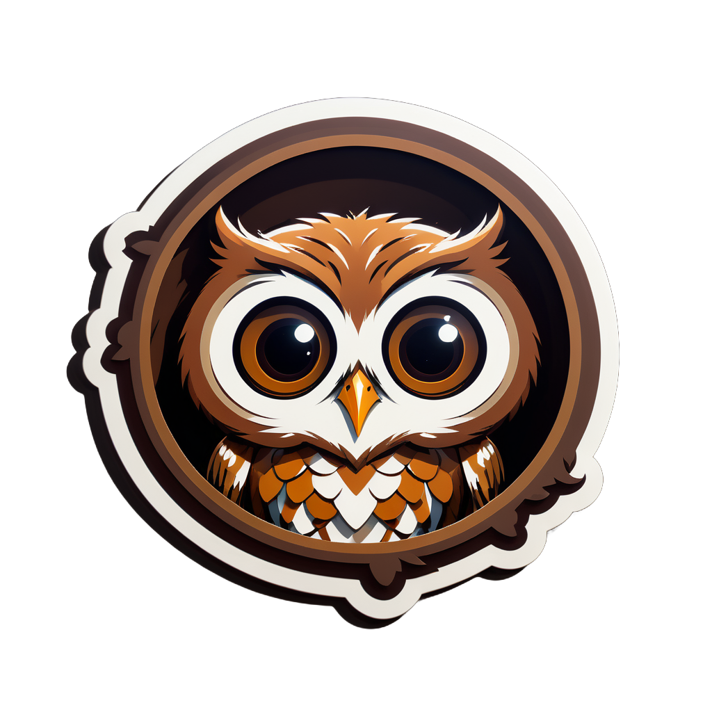 Brown Owl Peering from a Hollow sticker