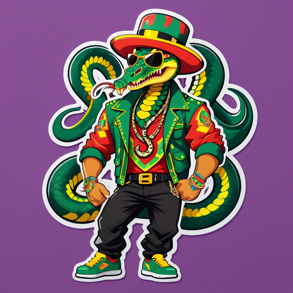 Reggaeton Rattlesnake with Flashy Outfit sticker