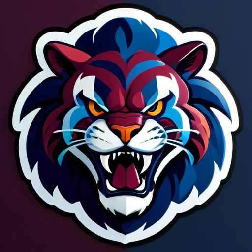 football team the team symbol is a tiger and storm and the team colors burgundy and blue sticker