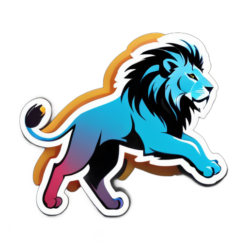 a lion flying on the sky sticker