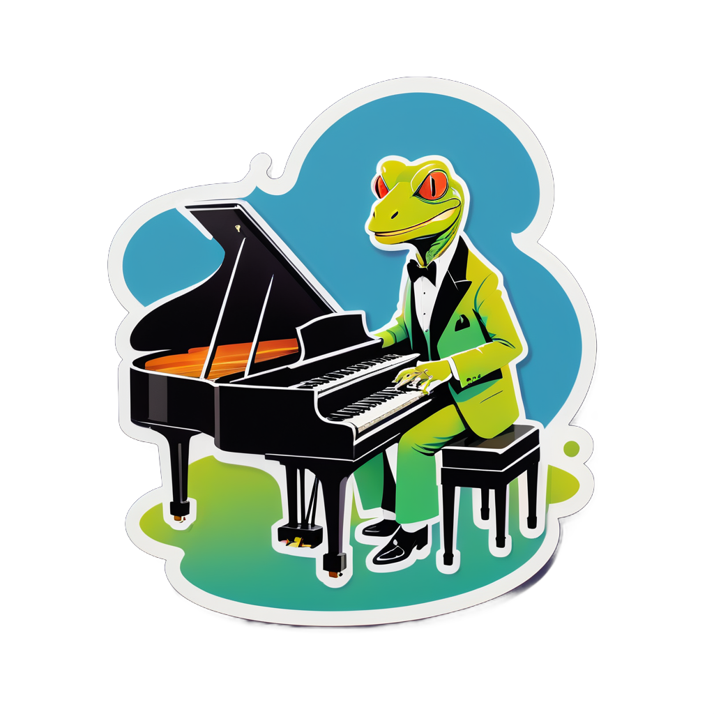 Lounge Lizard with Piano sticker