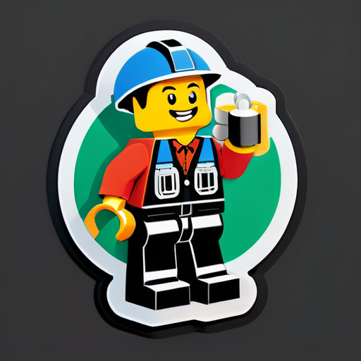 engenheiro brincando com lego sticker