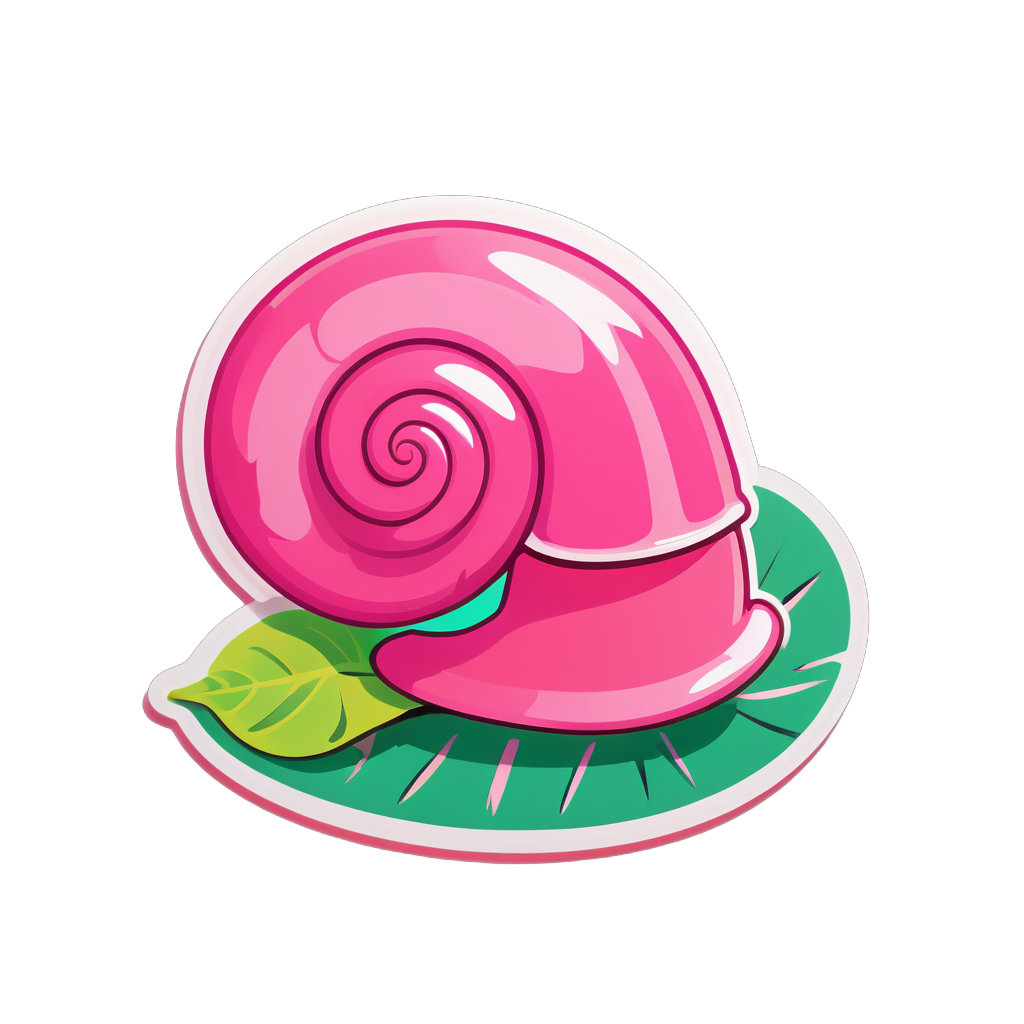 Escargot rose glissant sur une feuille sticker