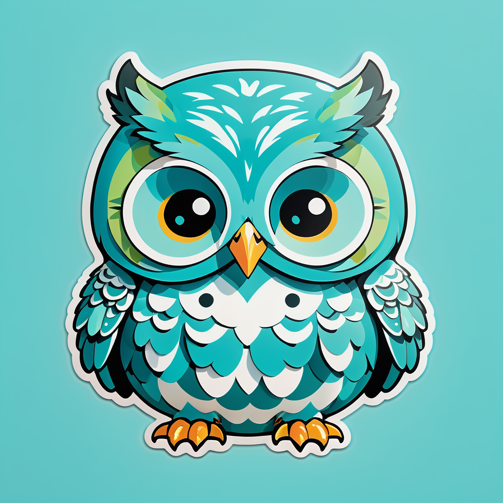 Pudgy Turquoise Owls sticker