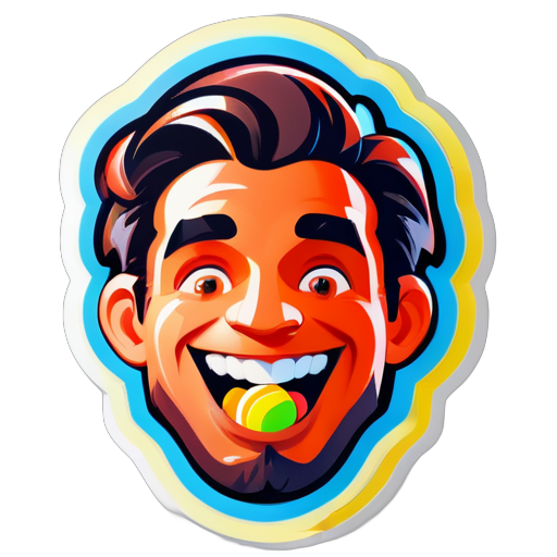 A man with candy sticker