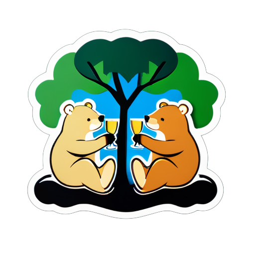 Two bears sitting in a tree drinking champagne sticker