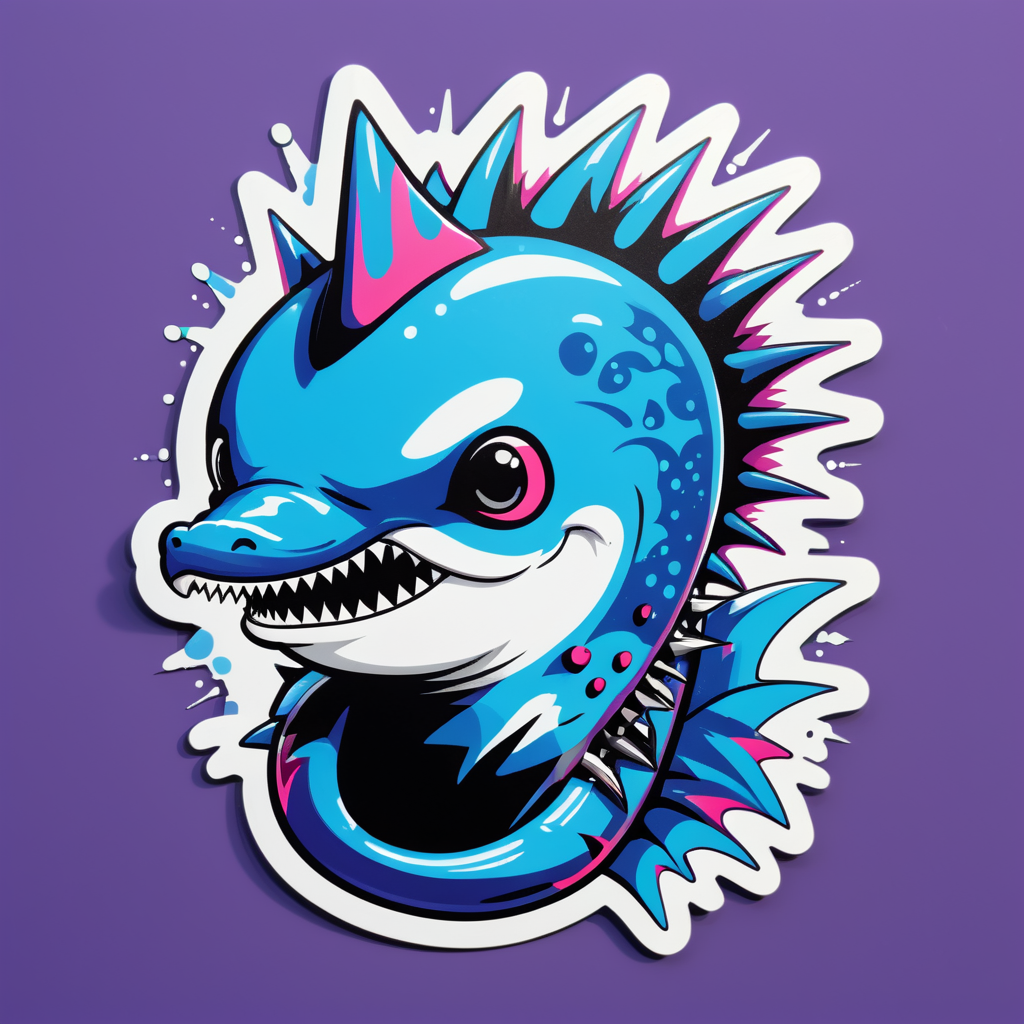 Punk Porpoise with Spiked Collar sticker