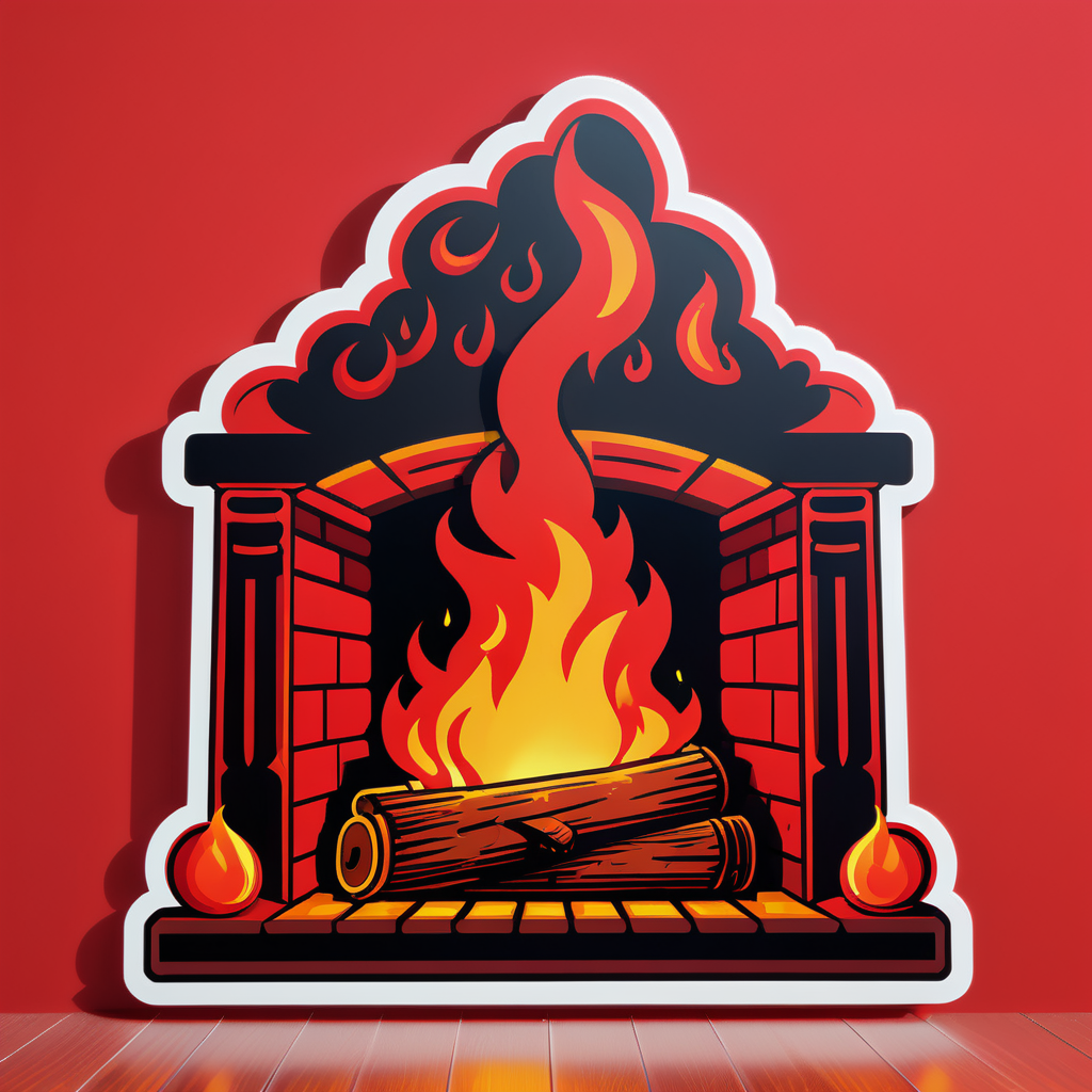 Red Fuego Crepitante en una Chimenea sticker