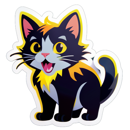 Cat, lightning sticker