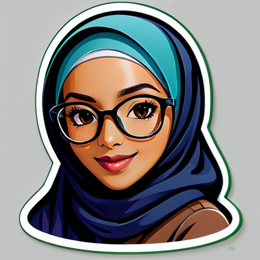 elisa muçulmana com óculos e hijab sticker