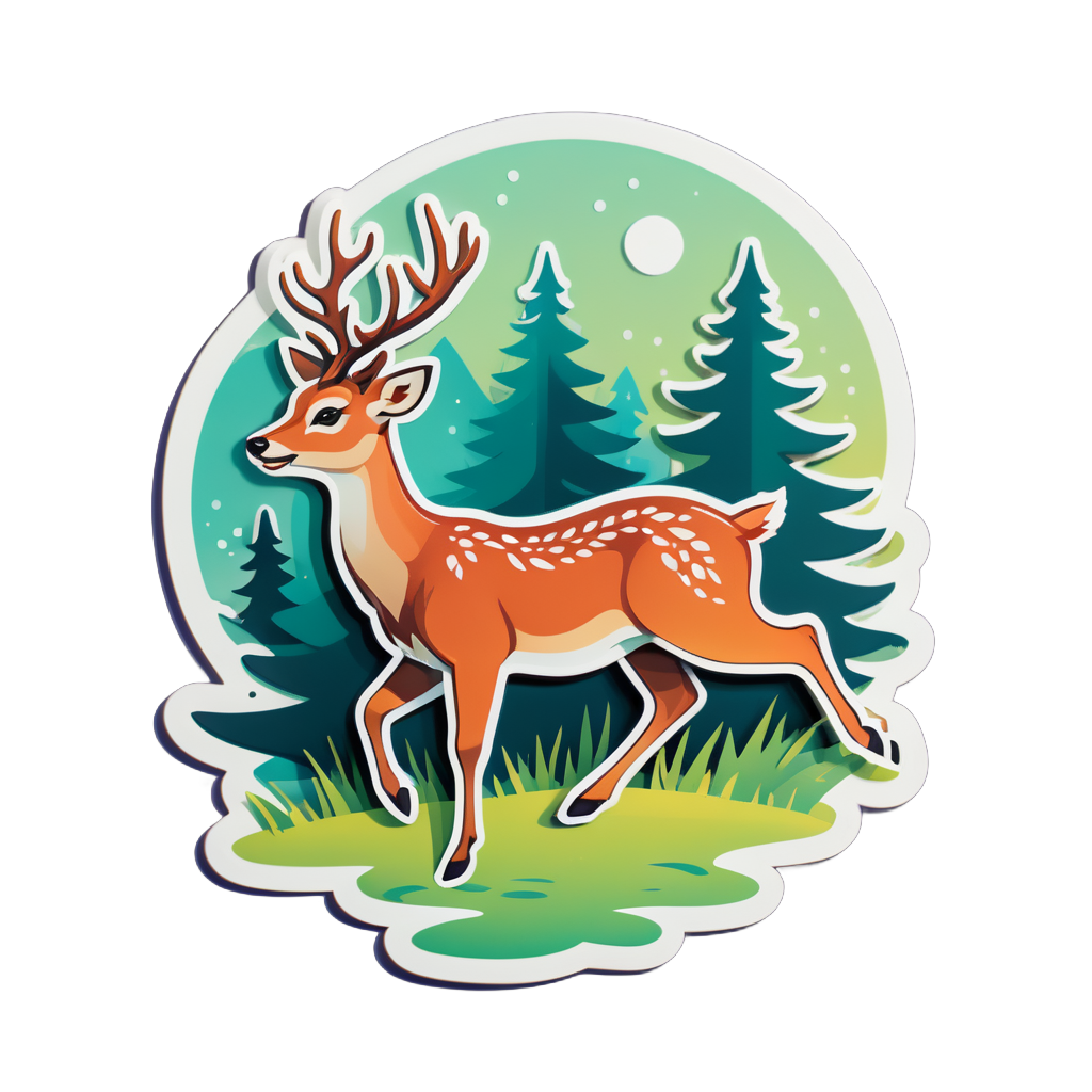 Frolicking Deer sticker