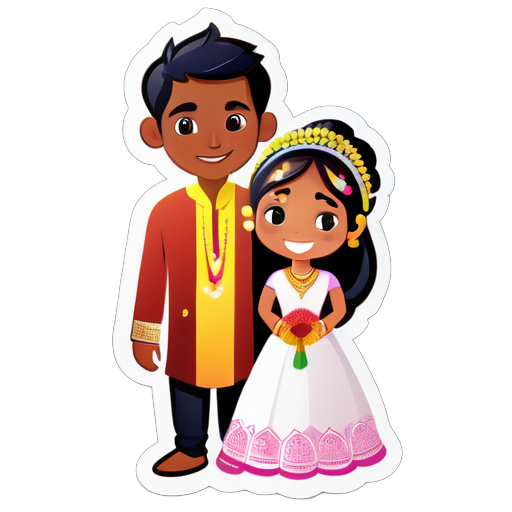 Myanmar girl named Thinzar in getting married with Indian guy with Indian ritual sticker