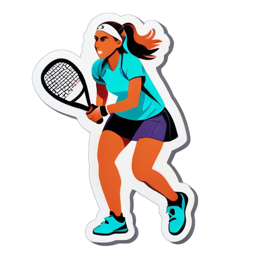 mujer joven jugando padel sticker